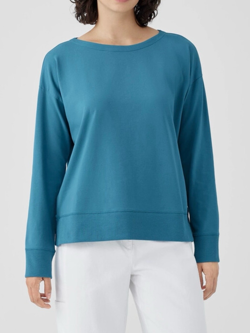 Eileen Fisher Organic Cotton Top Women’s Large French Terry Cozy Old Money Fall